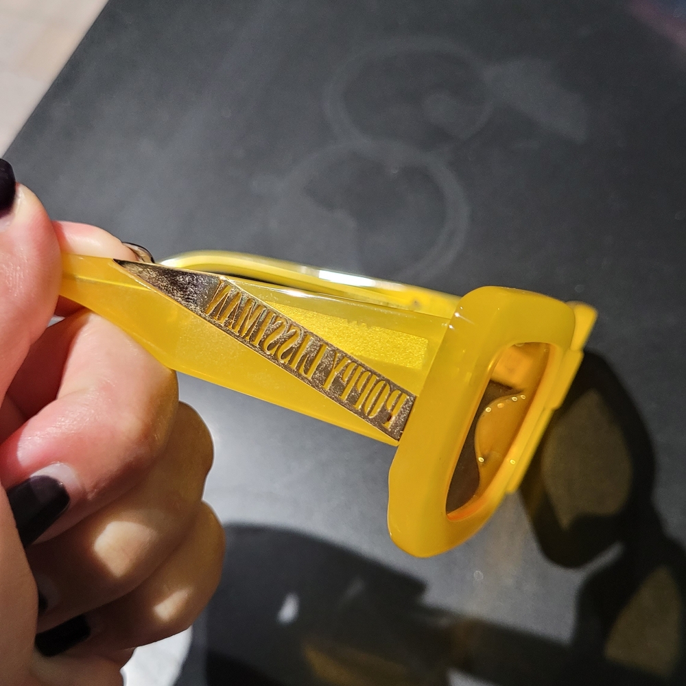 Vibrant Yellow Rectangular Sunglasses - Picture 6 of 8